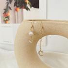 Non-matching Faux Pearl Rhinestone Moon & Star Dangle Earring 1 Pair - Non-matching Earrings - Moon & Star - Gold - One Size