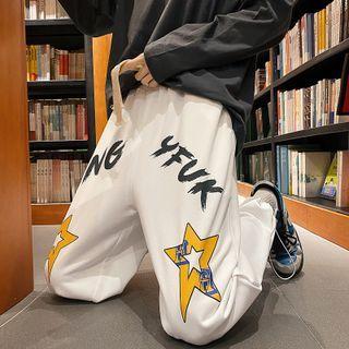 Lettering Star Print Sweatpants