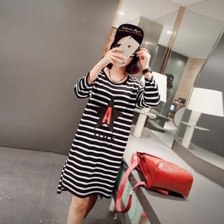 Striped 3/4-sleeve T-shirt Dress