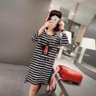 Striped 3/4-sleeve T-shirt Dress