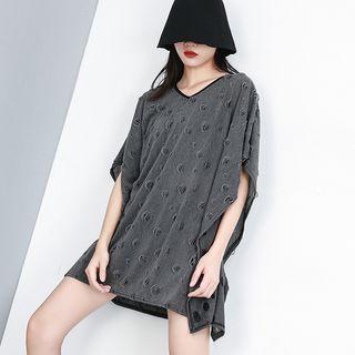 Batwing-sleeve Pattern T-shirt Dress