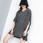 Batwing-sleeve Pattern T-shirt Dress
