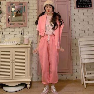 Short-sleeve Print T-shirt / High-waist Drawstring Shorts