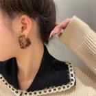 Leopard Square Hoop Earring 1 Pair - Leopard - Brown - One Size