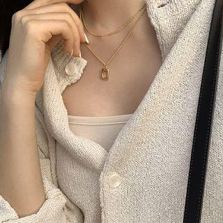 Square-hoop Pendant Necklace