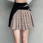 Plaid Cutout Pleated Mini Skirt
