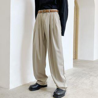 Plain Straight-leg Baggy Pants
