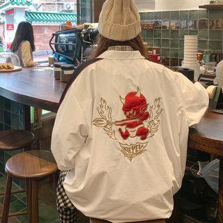 Embroidered Zip Windbreaker