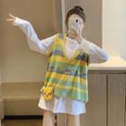Loose-fit Plain T-shirt / Light Knit Vest