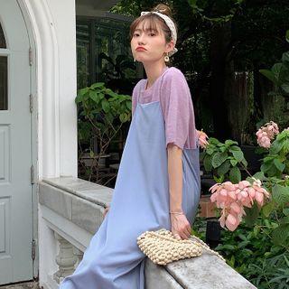Spaghetti Strap Maxi Plain Dress Blue - One Size
