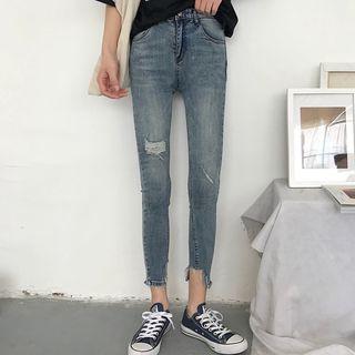 Cropped Skinny Ripped Jeans