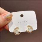 Moon & Star Shell Rhinestone Alloy Earring 1 Pair - Gold - One Size