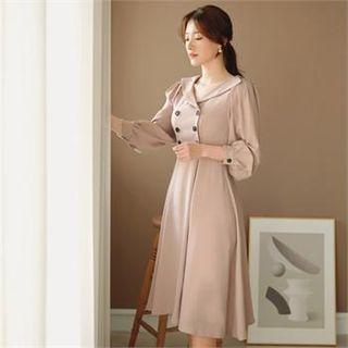 Tall Size Double Breasted Pleated Dress