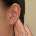 Heart Gemstone Stud Earring 1 Pair - Silver - One Size
