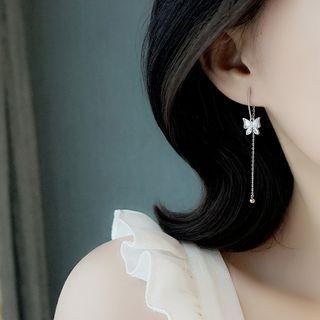 925 Sterling Silver Shell Butterfly Dangle Earring 1 Pc - As Shown In Figure - One Size