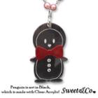 Bowtie Penguin With Red Pearl Silver Long Necklace