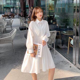 Long-sleeve Henley Shirtdress