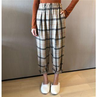 Plaid Woolen Harem Pants As Shown In Figure - One Size