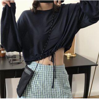 Long Sleeve Tie-waist Cropped Top