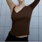 Long-sleeve One Shoulder Knit Top