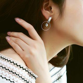 925 Sterling Silver Hoop Dangle Earring 1 Pair - Earrings - Silver - One Size