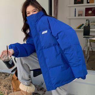 Stand Collar Padded Jacket Dark Blue - One Size
