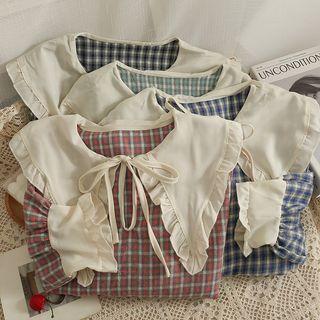 Collar-details Plaid Loose Top