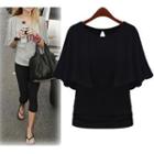 Flared-sleeve Plain T-shirt