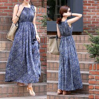 Sleeveless Floral Maxi A-line Dress / Camisole Top