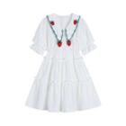 Strawberry Embroidered Mini A-line Dress