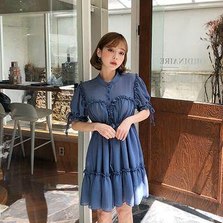 Frilled Chiffon Shirtwaist Dress