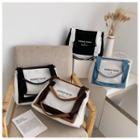 Lettering Contrast Trim Canvas Tote Bag