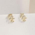 Leaf Rhinestone Cuff Earring 1 Pair - Gold - One Size