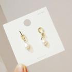 Knot Accent Pearl Dangle Earring 1 Pair - As Shown In Figure - One Size