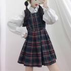 Shirt / Plaid A-line Mini Jumper Dress