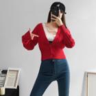 Deep V-neck Crop Cardigan