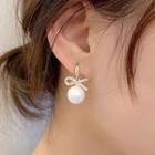 Rhinestone Faux Pearl Dangle Earring 1 Pair - 925 Silver Needle - One Size