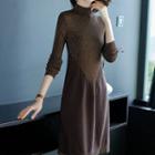 Long-sleeve Glitter A-line Knit Dress