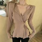 Asymmetric Button Long-sleeve T-shirt