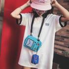 Set: Gameboy Shape Crossbody Bag + Pouch Set Of 2 - Aqua Blue - One Size