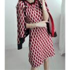 Set: Faux-pearl Patterned Cardigan + Sleeveless Knit Minidress