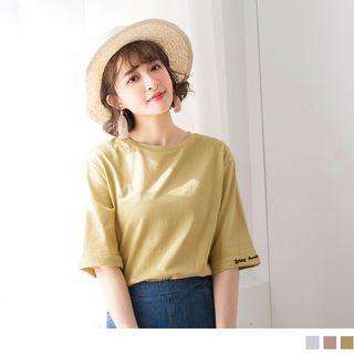 Letter Embroidery Short Sleeve T-shirt