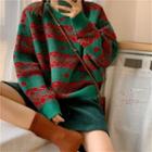 Pattern Loose-fit Sweater / Corduroy Shorts