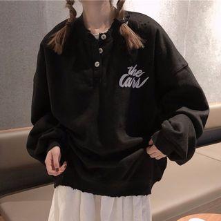Lettering Half-placket Sweatshirt