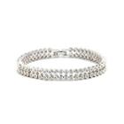 Fashion Temperament Geometric Round Beads Double-layer Bracelet With Cubic Zirconia 19cm Silver - One Size