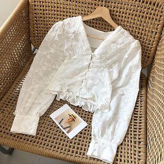 Floral Cropped Top White - One Size