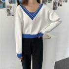 Mock Two-piece Long-sleeve Knit Crop Top