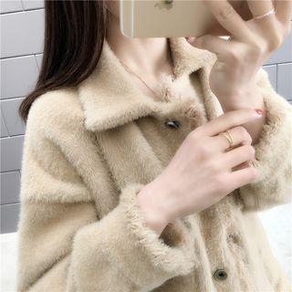 Furry Buttoned Knit Coat