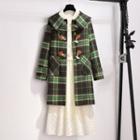 Plaid Toggle Coat / Long-sleeve Dress