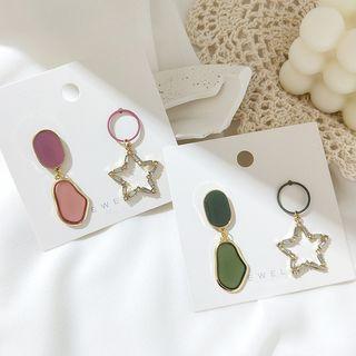 Non-matching Rhinestone Star & Geometric Drop Earring